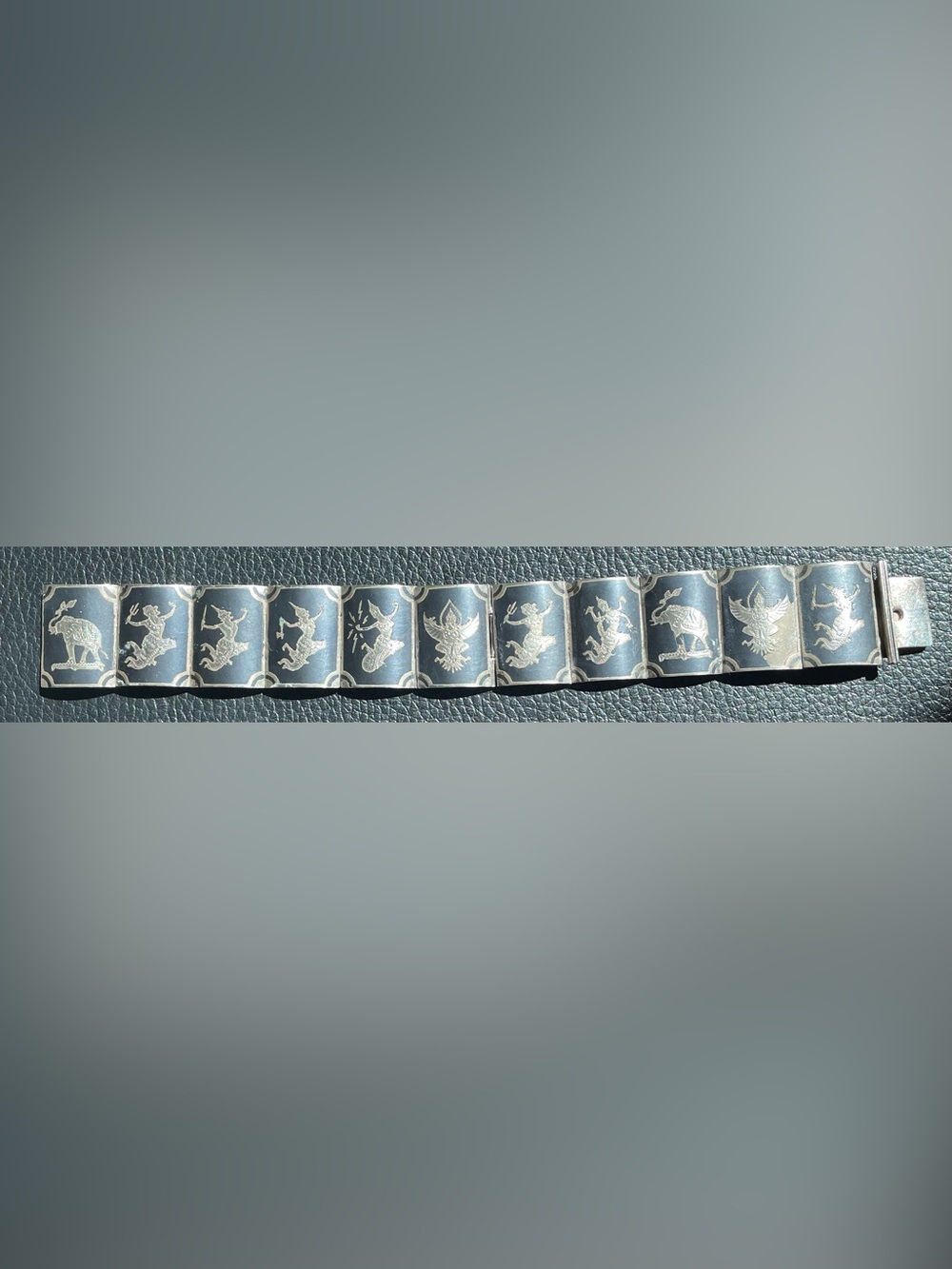 Vintage Siam Sterling Silver Niello Panel Bracelet